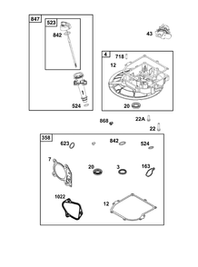 Crankcase Cover/Sump And Lubrication Group Diagram and Parts List for 09P602-0045-H5 020000 - 09Z999 Briggs and Stratton Engine